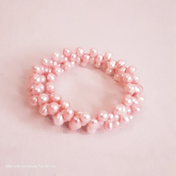 Cotton Candy Pink Pearlesque Beaded Wrap Bracelet - Picture 4 of 8